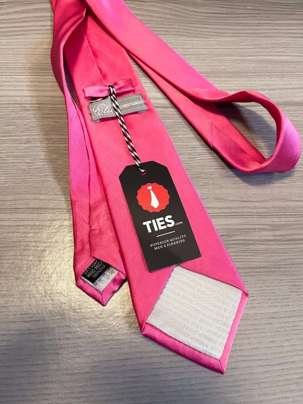 Elite by Brent Morgan Men's Hot Pink Satin Silk Neck Tie | Bright Fuchsia Formal